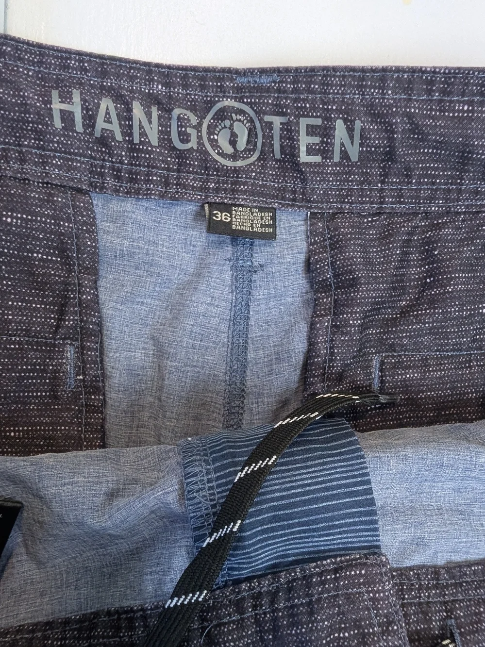 Hang Ten Men's Navy Blue Subtle Stripe Flat Front Shorts